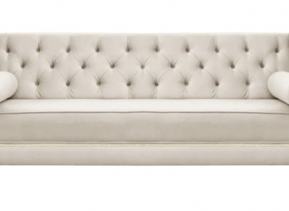 Luxus Beige Chesterfield Samt Dreisitzer Polster Möbel Hotel Wohnzimmer Praxis